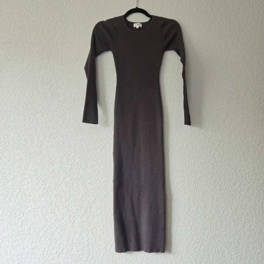 LPA Revolve M Gray‎ Long Sleeve Bodycon Ribbed Midi Dress